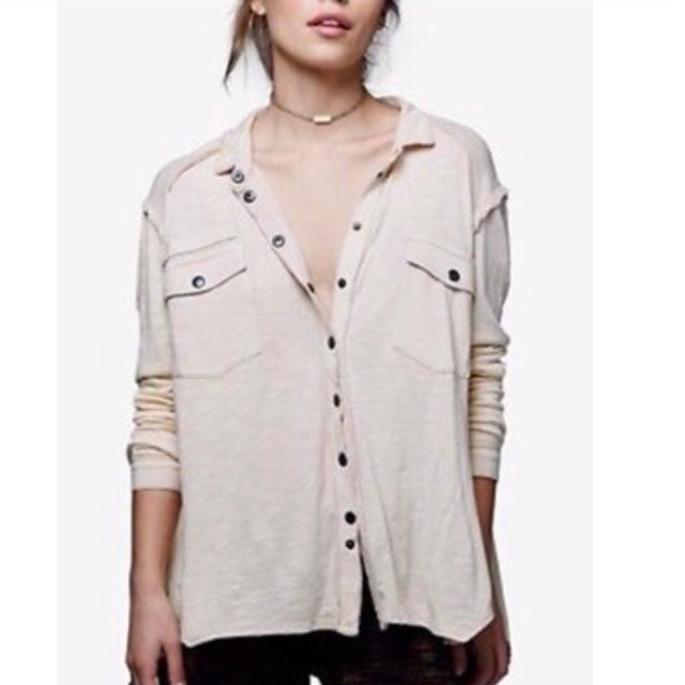 Free People Monday Morning Button Down Pocket Top